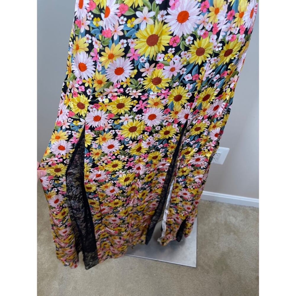 FOR LOVE & LEMONS Sylvia Floral Puff Sleeve Lace Bustier Maxi Dress Size XS - Picture 8 of 12